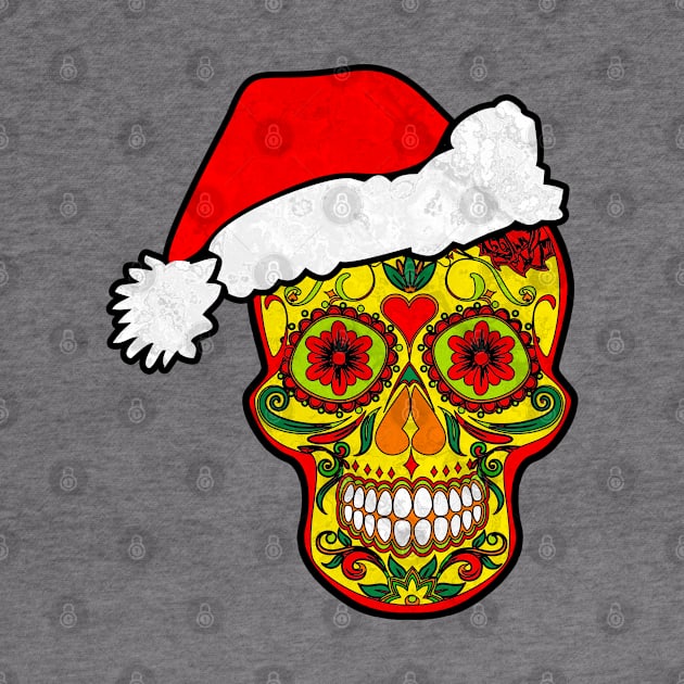 Gothic Christmas - Smiling Sugar Skull Santa Claus 1 by EDDArt